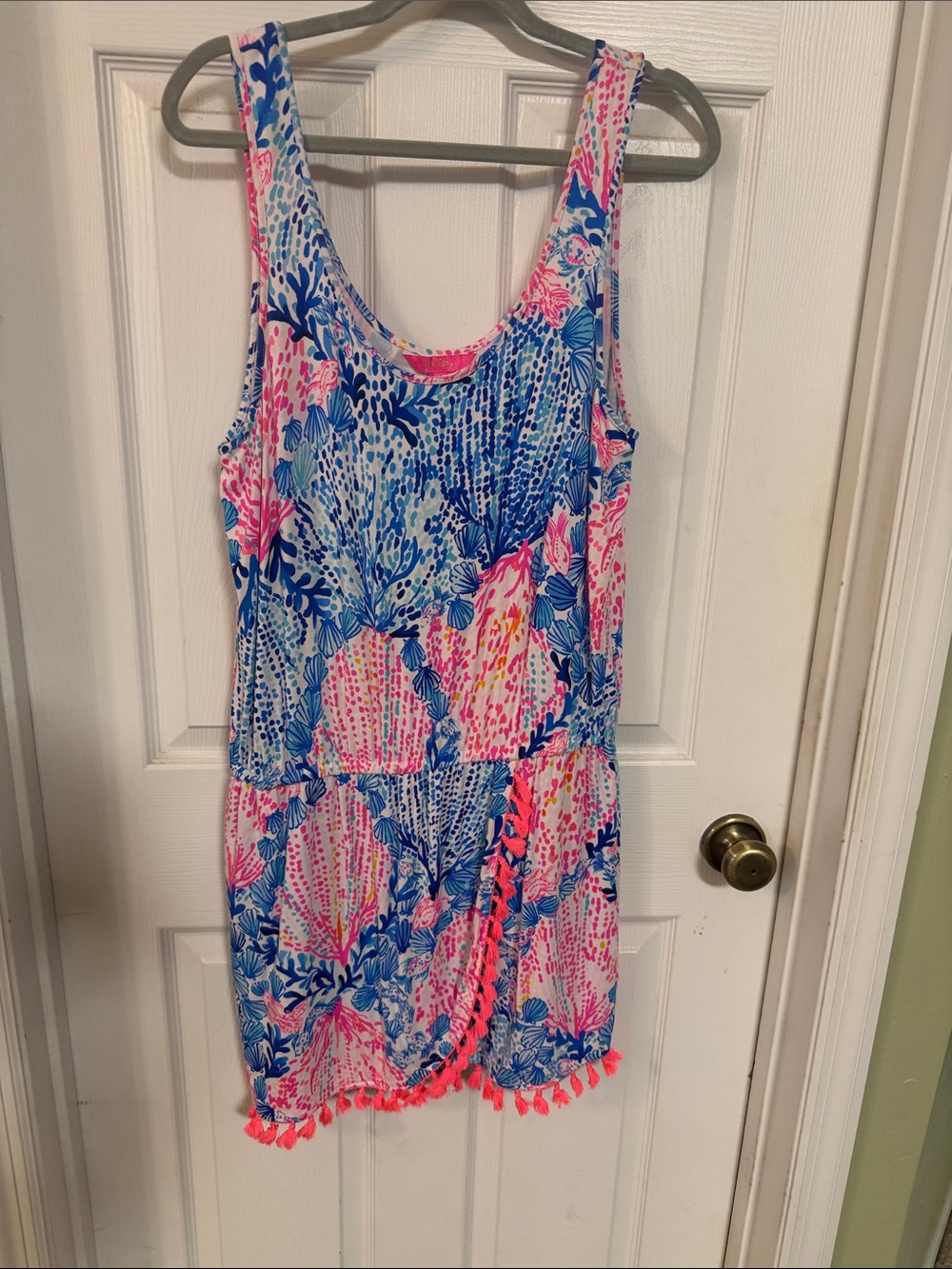 Lilly Pulitzer Blue & Pink Tropical Print Sleeveless Cover-Up